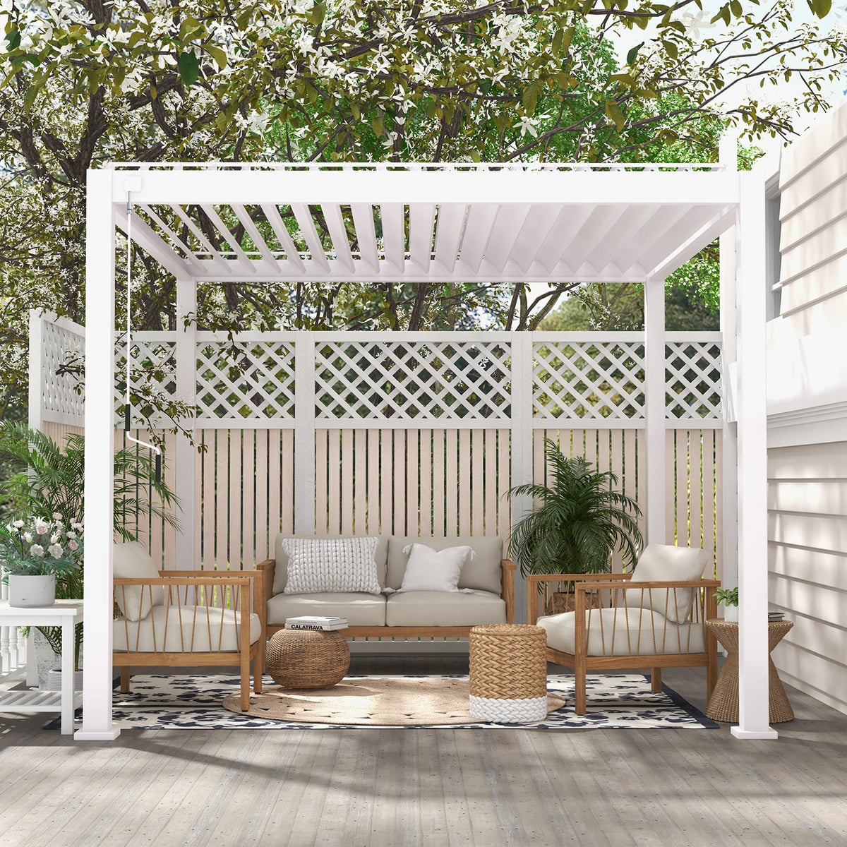 MIRADOR 111DA 10'x10' WHITE PERGOLA | ALUMINUM LOUVERED PERGOLA