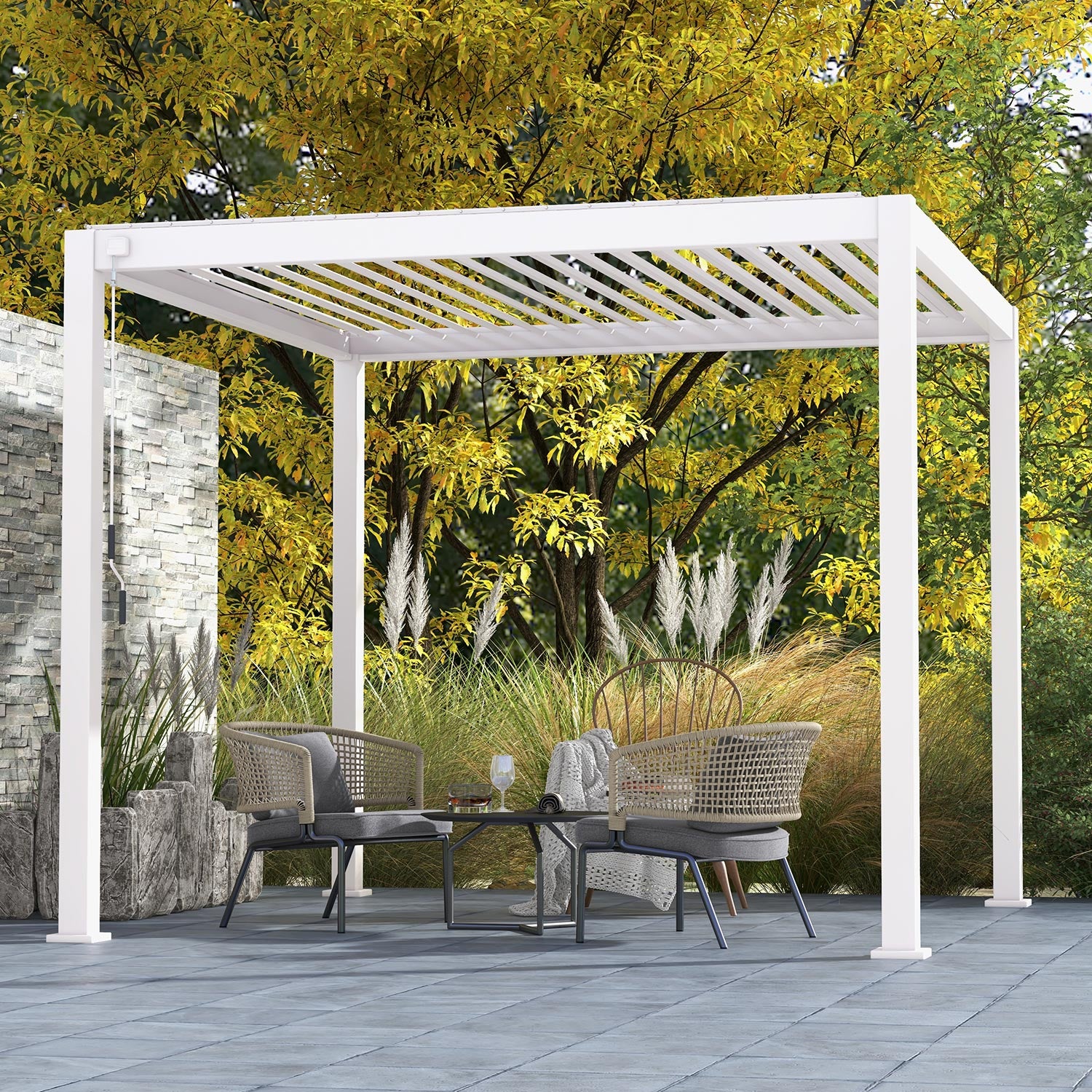 MIRADOR 111S 10'x10' WHITE PERGOLA | LOUVERED ALUMINIUM PERGOLA